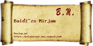Balázs Mirjam névjegykártya